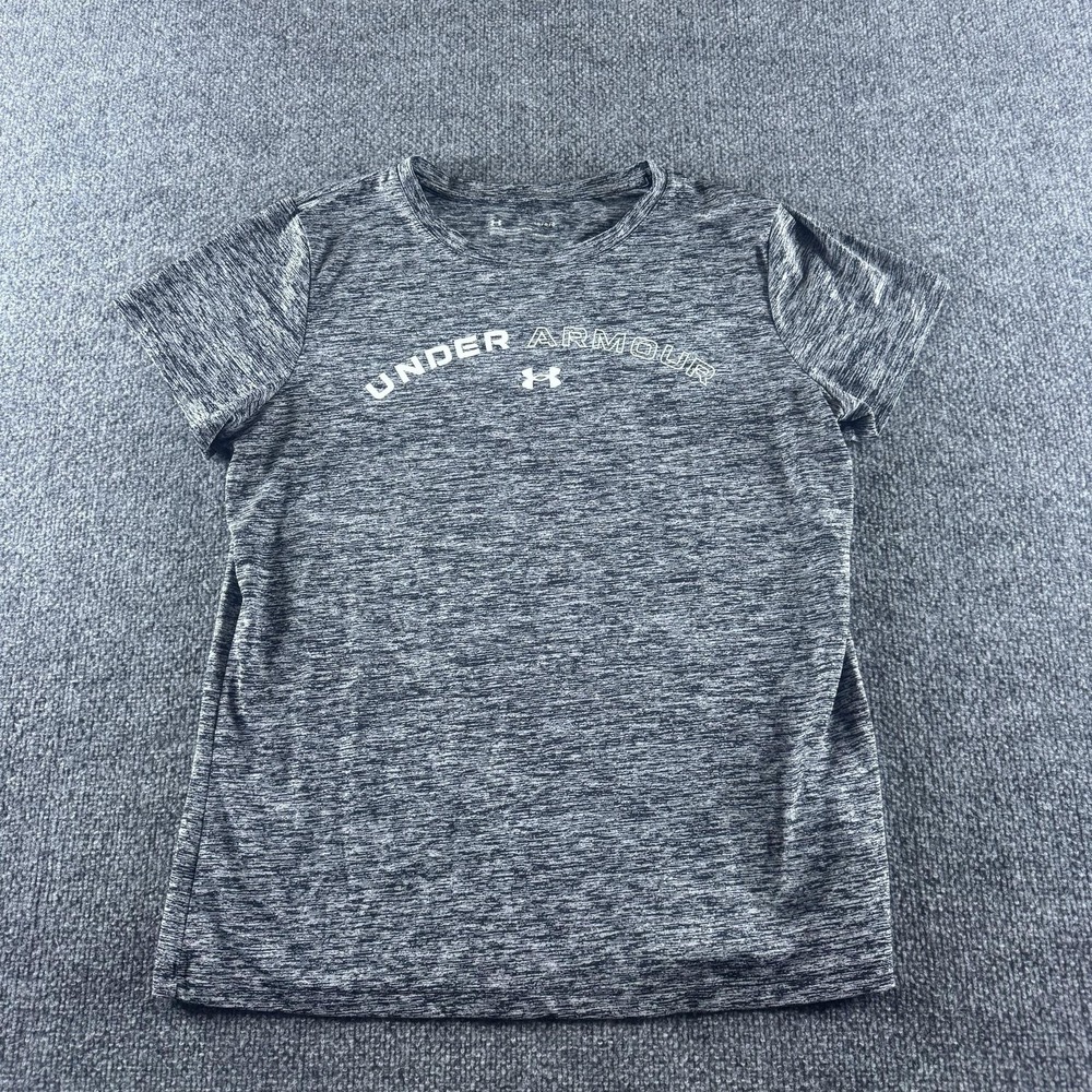 Under Armour Shirt Womens L Gray Crew Neck Short Sleeve HeatGear Athletic Tee